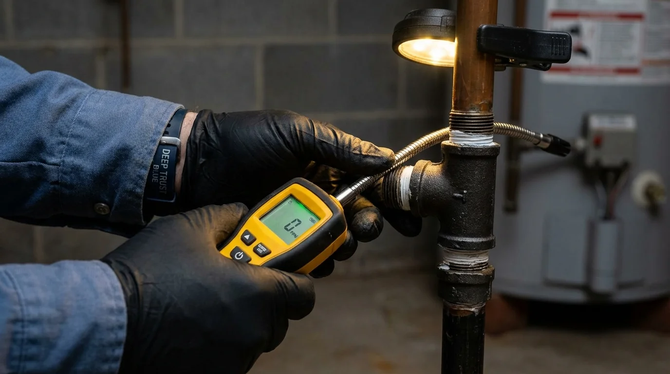Gas leak detection with electronic sniffer by Johns Plumbing LLC in Vidor